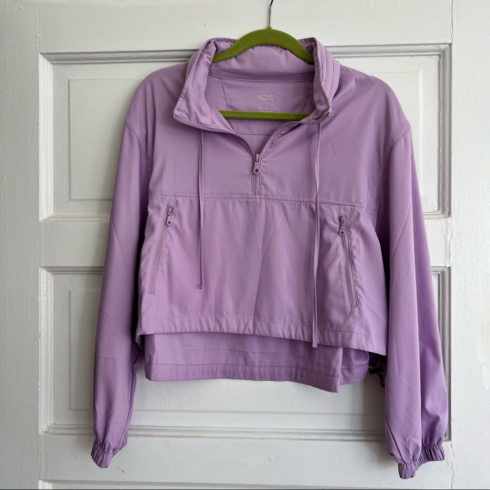 The Girlfriend Collective Lilac Huddle Half-Zip Windbreaker